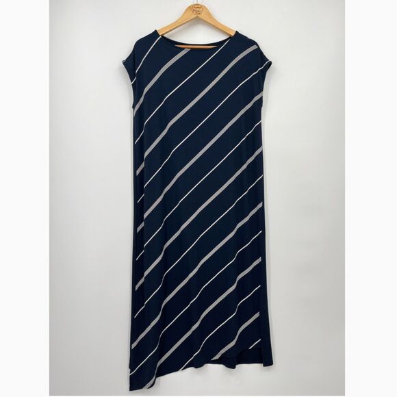 J. Jill Wearever Collection Diagonal Stripe Jersey Knit Midi Dress, Size Small - Picture 2 of 9